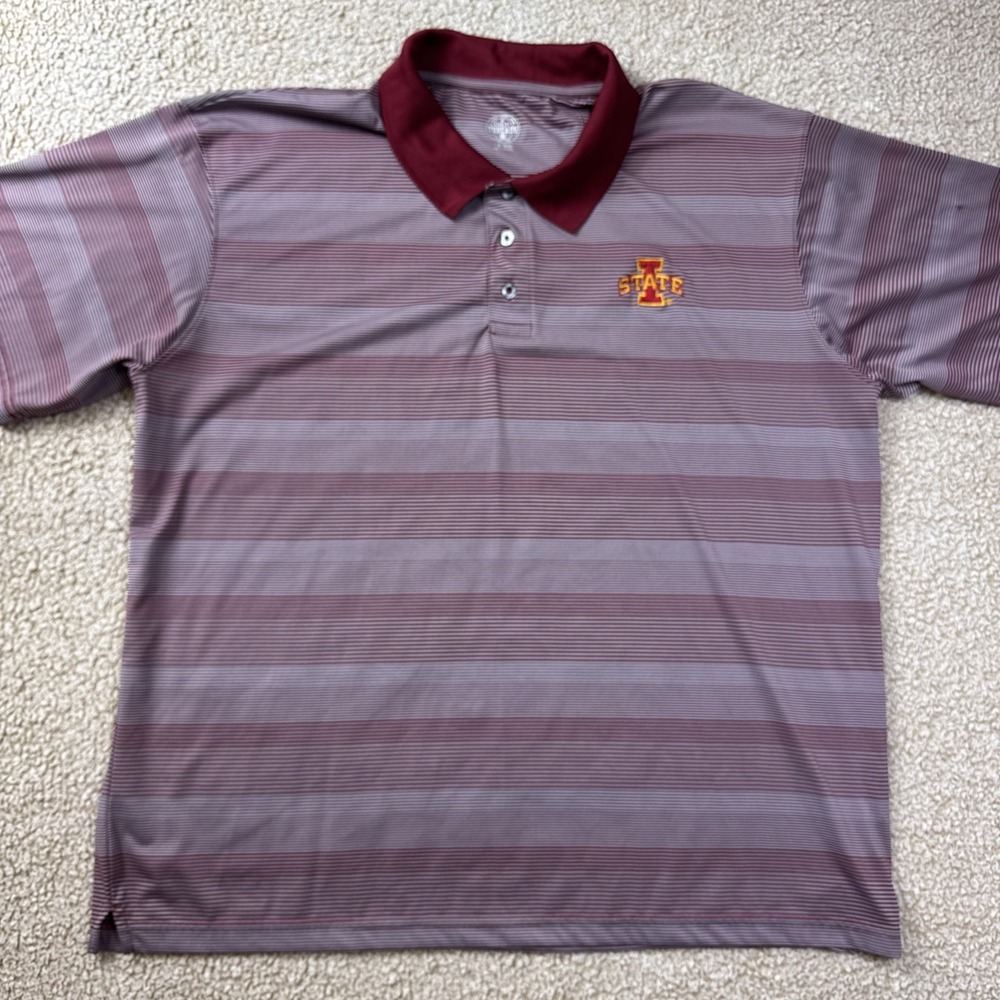 Rivalry Threads Iowa State Cyclones Men's Polo XXL 2XL Red White Striped ISU